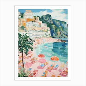 Atrany, Amalfi Coast   Italy Beach Club Lido Watercolour 2 Art Print