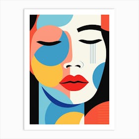 Closed Eyes Abstract Linework Face 4 Art Print