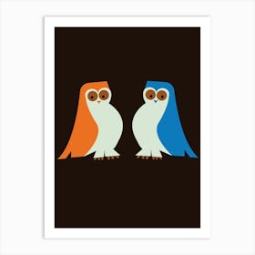 Two Vintage Owls Art Print