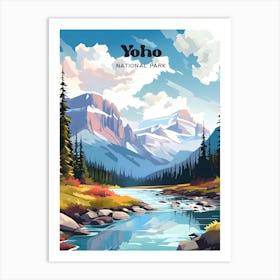 Yoho National Park Canada Mountain Modern Travel Illustration Art Print