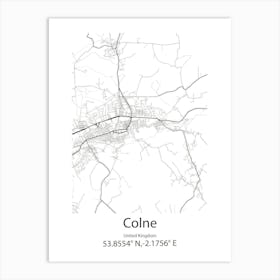 Colne,United Kingdom Minimalist Map Art Print