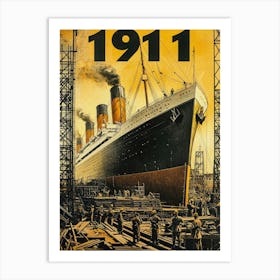 Aihrgdesign A Vintage Engineering Poster Showing The Titanic 4 Art Print