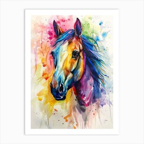 Horse Colourful Watercolour 1 Art Print