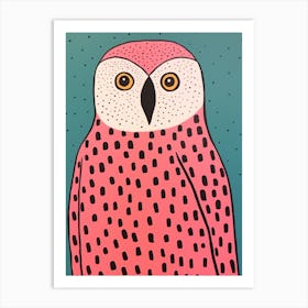 Pink Polka Dot Snowy Owl 1 Art Print