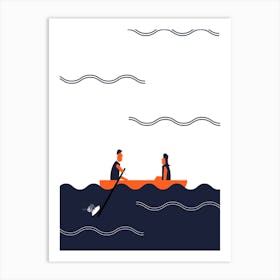 Canoeing Couple Art Print