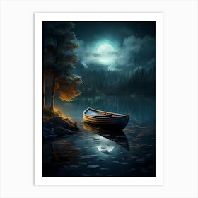 Moonlight On The Lake Art Print