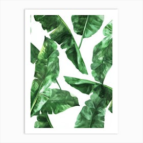 Seamless Pattern Of Green Banana Leaves Art Print