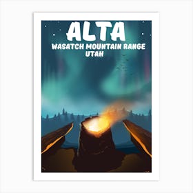 Alta Wasatch Mountain Range Utah Travel poster Art Print