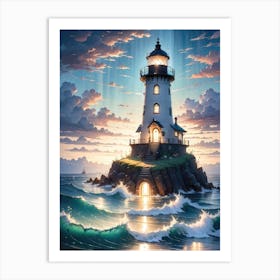 A Lighthouse In The Middle Of The Ocean 62 Art Print