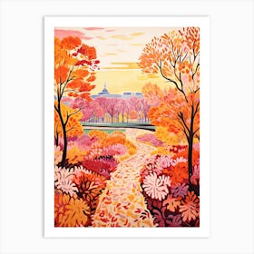 Versailles Gardens, France In Autumn Fall Illustration 2 Art Print