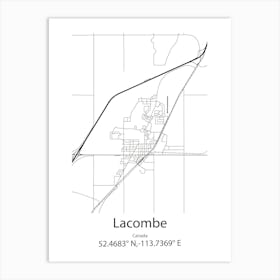 Lacombe,Canada Minimalist Map Art Print