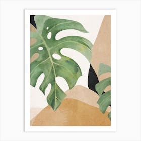Abstract Art Tropical Monstera Leaves Art Print