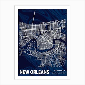 New Orleans Crocus Marble Map Art Print