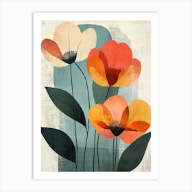 Three Flowers Canvas Print Art Print