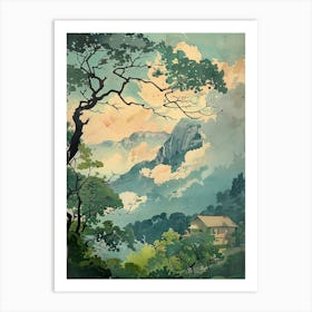 Kiso Valley Japan 3 Retro Illustration Art Print