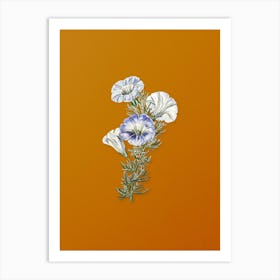 Vintage Sky Blue Alona Flower Botanical on Sunset Orange n.0778 Art Print