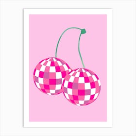 Cherries On A Pink Background Art Print