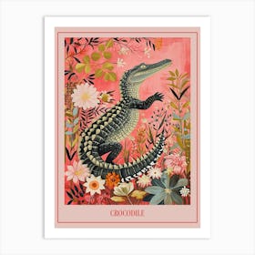 Floral Animal Painting Crocodile 3 Poster Art Print