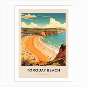 Devon Vintage Travel Poster Torquay Beach Art Print