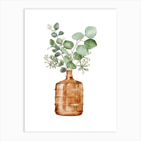 Green And Brown Eucalyptus Leaf Art Print Art Print