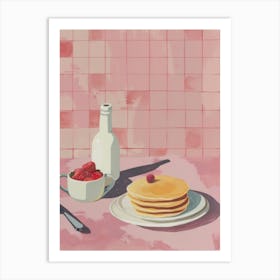 Pink Breakfast Food Pancakes 4 Art Print