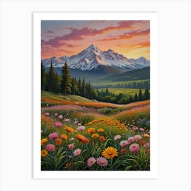 Sunset In The Meadow 1 Art Print