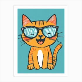 Cute Cat With Glasses 1 Art Print