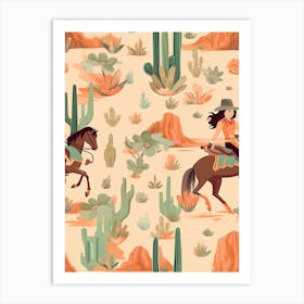Cowgirl Pattern  3 Art Print