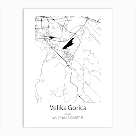 Velika Gorica,Croatia Minimalist Map Art Print