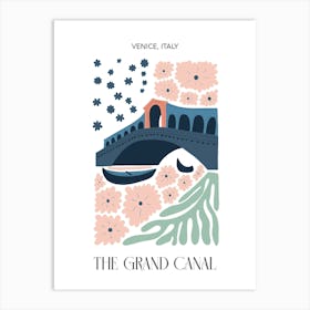 The Grand Canal   Venice, Italy , Travel Poster In Cute Illustration Art Print