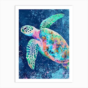 Paint Splash Sea Turtle 1 Art Print