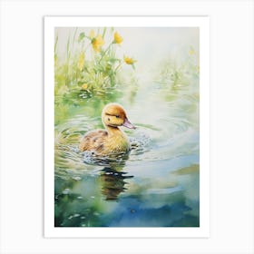 Duckling Splashing Around 2 Art Print