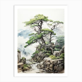 Yakushima Island In Kagoshima, Japanese Brush Painting, Ukiyo E, Minimal 3 Art Print