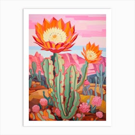 Cactus In The Desert Painting Acanthocalycium 1 Art Print