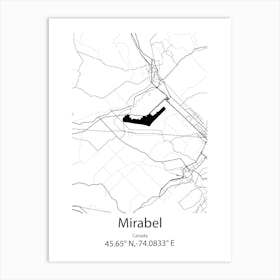 Mirabel,Canada Minimalist Map Art Print