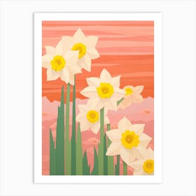 Daffodils Flower Big Bold Illustration 2 Art Print