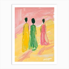 Three Women In Dresses Art Print