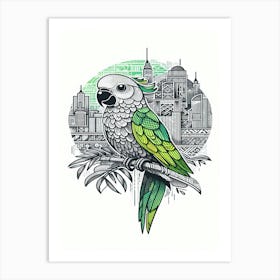 Yoshi Parrot In The City Art Print