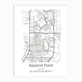 Bayonet Point,United States Minimalist Map 1 Art Print