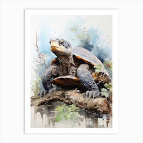 Sea Turtle, Japanese Brush Painting, Ukiyo E, Minimal 2 Art Print
