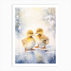 Winter Ducklings Art Print