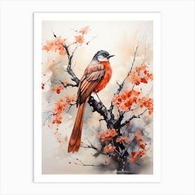 Phoenix, Japanese Brush Painting, Ukiyo E, Minimal 3 Art Print