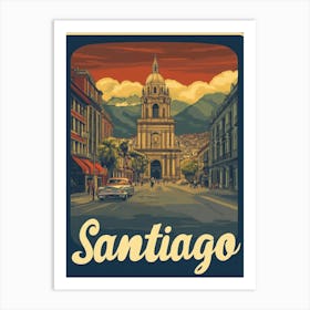 Aihrgdesign A Classic 1960s Travel Poster For Santiago Art Print