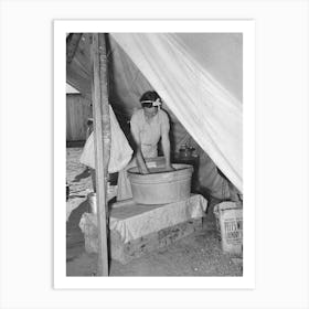 Migrant White Mother Washing Clothes In Front Of Tent Home, Weslaco, Texas, See General Caption By Russell Lee Art Print