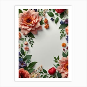 Floral Frame With Flowers Art Print