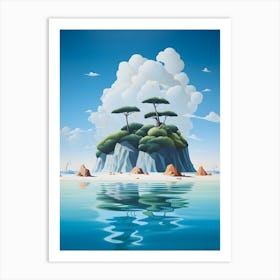 "Canopy Haven: Verdant Island of Trees" Art Print
