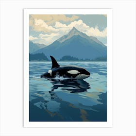 Blue Graphic Design Style Orca Whale 1 Art Print