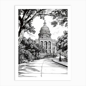 Duotone Illustration The Austin Texas State Capitol Austin Texas 4 Art Print