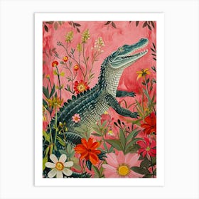 Floral Animal Painting Crocodile 1 Art Print