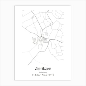 Zierikzee,Netherlands Minimalist Map Art Print